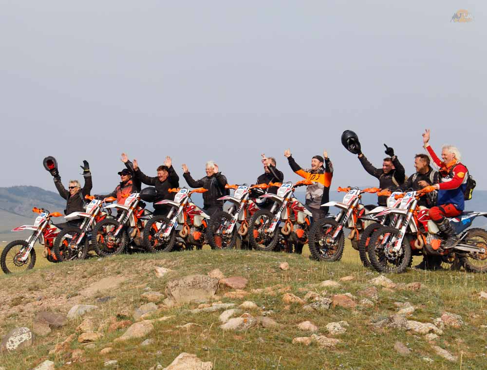 Team Off-Road Motorcycle Celebration in Mongolia